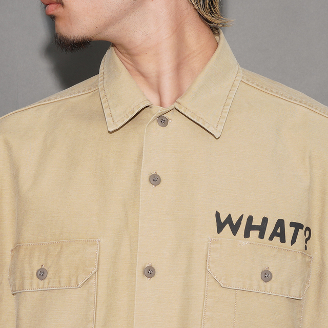 WRD6114 /「WHAT-ME WEIRDO? - S/S WORK SHIRTS / BEIGE」バックサテン