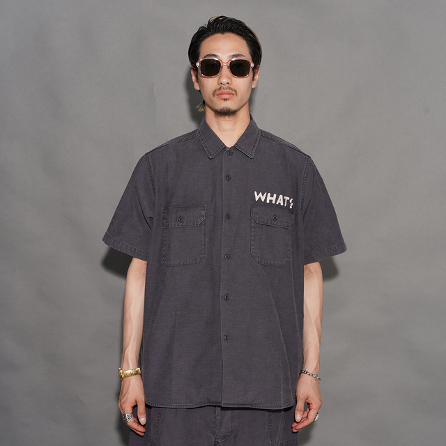 WRD6114 /「WHAT-ME WEIRDO? - S/S WORK SHIRTS / BLACK」バックサテン