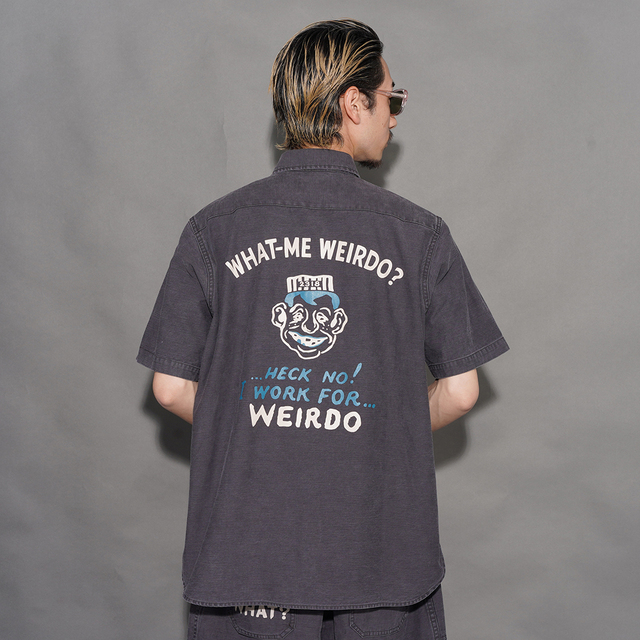 WEIRDO/ウィアード「WHAT-ME WEIRDO? - S/S WORK SHIRTS / BLACK」バックサテンS/Sワークシャツ