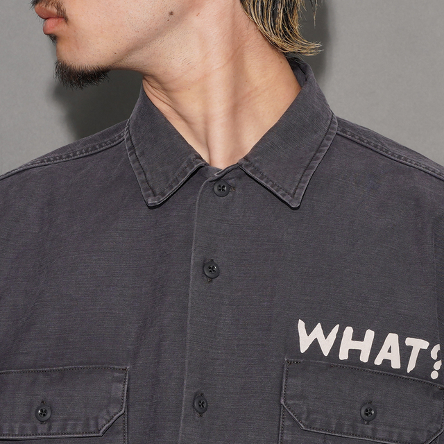 WRD6114 /「WHAT-ME WEIRDO? - S/S WORK SHIRTS / BLACK」バックサテン