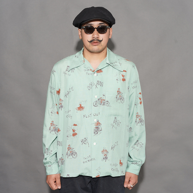 OLD CROW/オールドクロー「Spirit of 101- L/S SHIRTS / GREEN」オリジナルレーヨンリネンL/Sシャツ