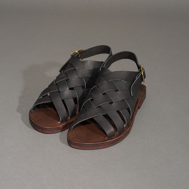 MOTO / モト「#1661 ITALIAN LEATHER MESH SANDAL / BLACK」イタリアン
