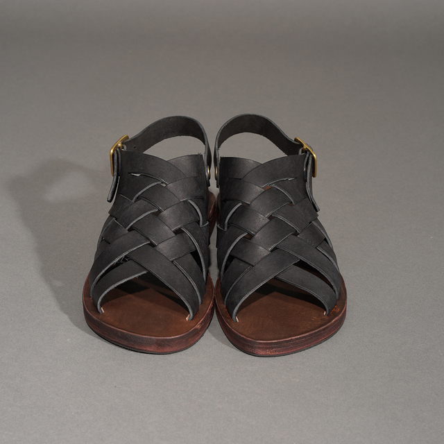 MOTO / モト「#1661 ITALIAN LEATHER MESH SANDAL / BLACK」イタリアン