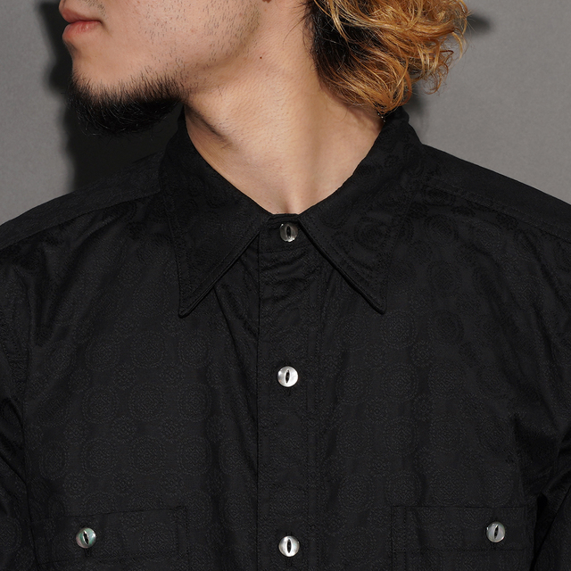 BSSL-26109 /「Fine Pattern Jacquard Open Pocket Work Shirt