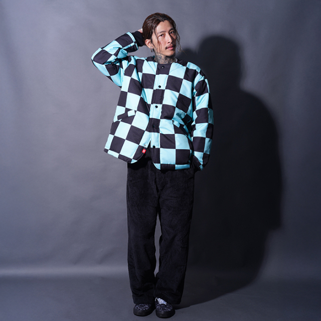 NTJ-250202 /「Checker Liner Jacket / TURQUOISE×BLACK」チェッカー