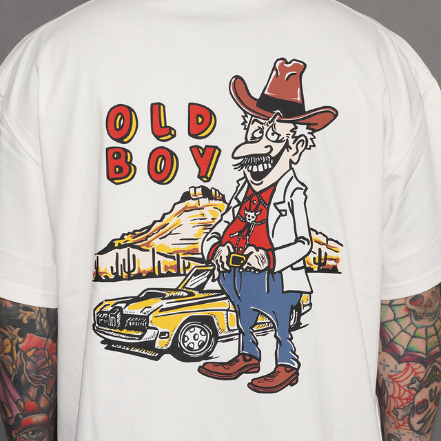 AWTO-260101 /「OLD BOY S/S TEE Graphic by Lucky Rudy / WHITE