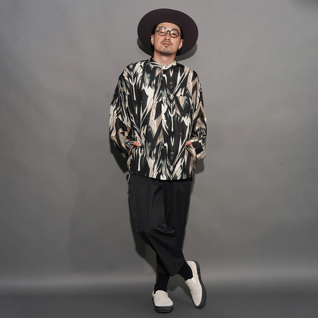 NTS-260101 /「Atomic Silk Band Collar L/S SHIRTS / BLACK