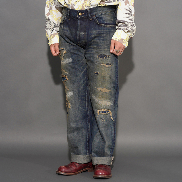 BY GLAD HAND/バイグラッドハンド「GLADDEN - DENIM  / TYPE-1 A / INDIGO」ダメージジーンズ