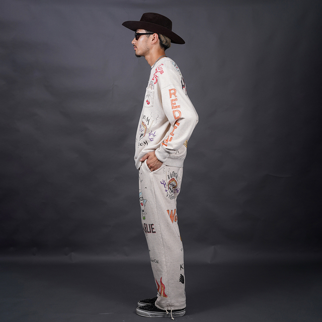 WRD6119 /「CHARLIE WEIRDO - SWEAT PANTS / OATMEAL」ハンドペイント