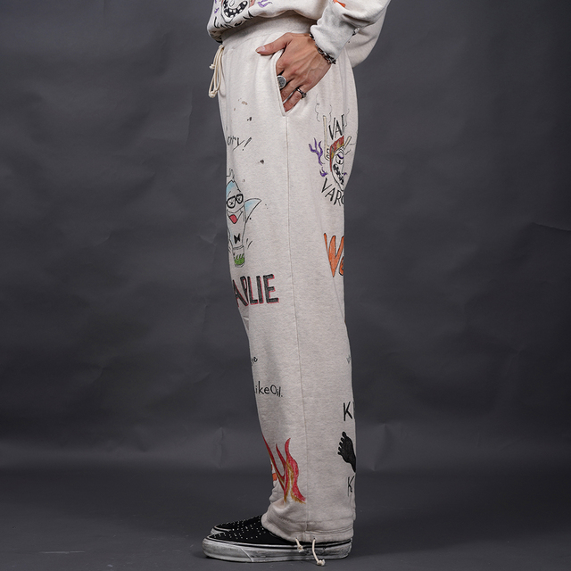 WRD6119 /「CHARLIE WEIRDO - SWEAT PANTS / OATMEAL」ハンドペイント