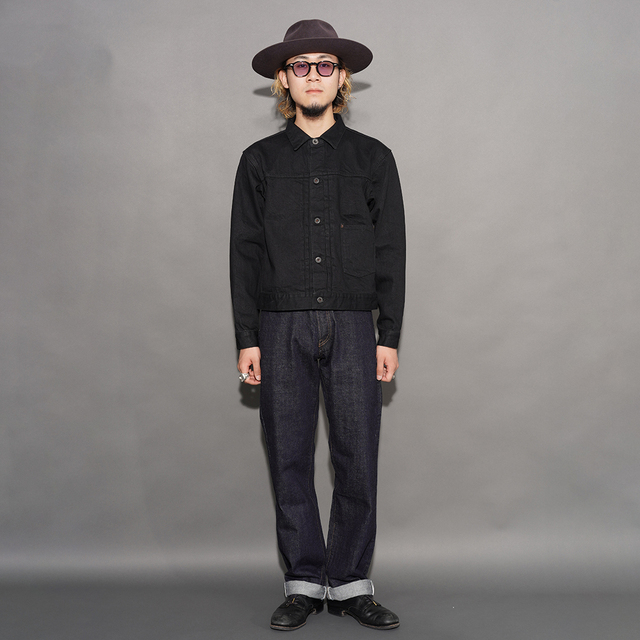 BSFJ-20412 /「15oz Black Denim Pleats Jacket / Deep Black」15