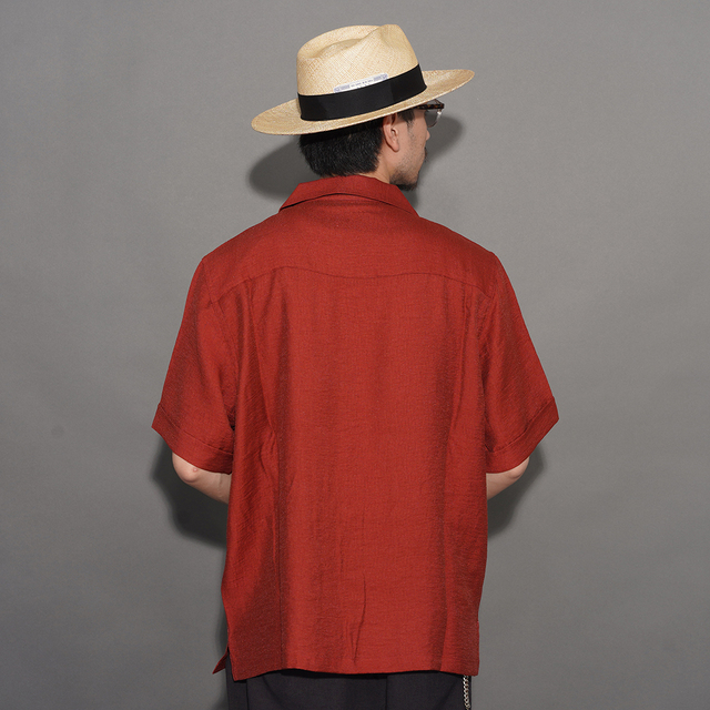 GSV6112 /「memento mori - S/S GUAYABERA SHIRTS / BURGUNDY GSV6112 /「memento mori - S/S GUAYABERA SHIRTS / BURGUNDY