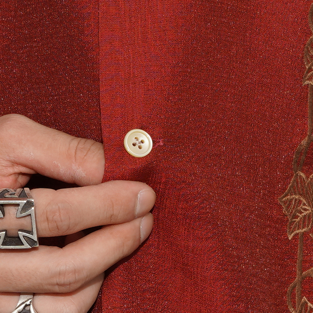 GSV6112 /「memento mori - S/S GUAYABERA SHIRTS / BURGUNDY