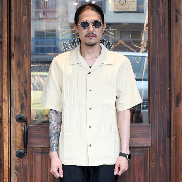 GANGSTERVILLE/ギャングスタービル 「RIPTIDE CLUB - S/S GUAYABERA SHIRTS / YELLOW」 グアヤベラ半袖シャツ