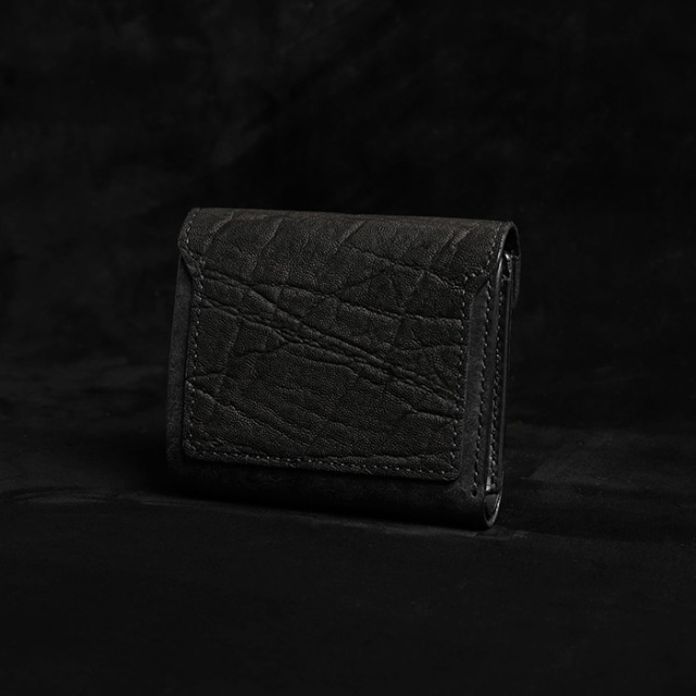 モ*コ様 最終価格moto W5 エレファント×マットバケッタ ショートウォレッ MOTO / モト「W5 ELEPHANT SHORT WALLET / BLACK」ショート
