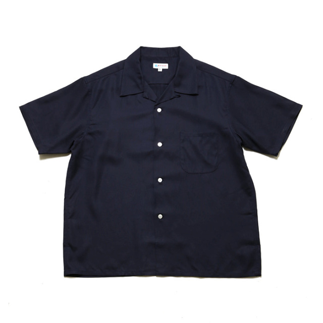 MOTOR / モーター「RAYON SHORT SLEEVE OPEN COLLAR SHIRTS / NAVY」レーヨン開襟半袖シャツ