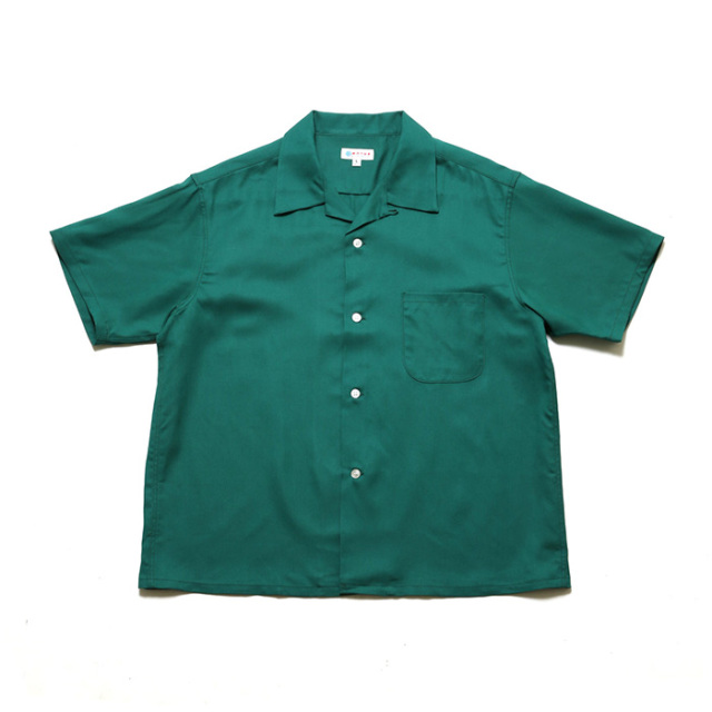 MOTOR / モーター「RAYON SHORT SLEEVE OPEN COLLAR SHIRTS / GREEN」レーヨン開襟半袖シャツ
