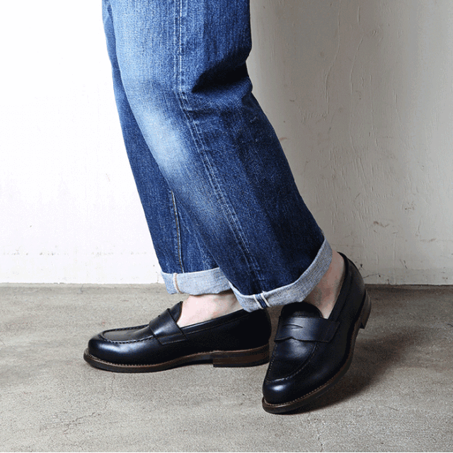 MOTO/size:1/ホーウィンラティーゴ/コインローファ/ダークネイビー MOTO / モト「#2503 HORWEEN LATIGO PENNY LOAFERS / BLACK