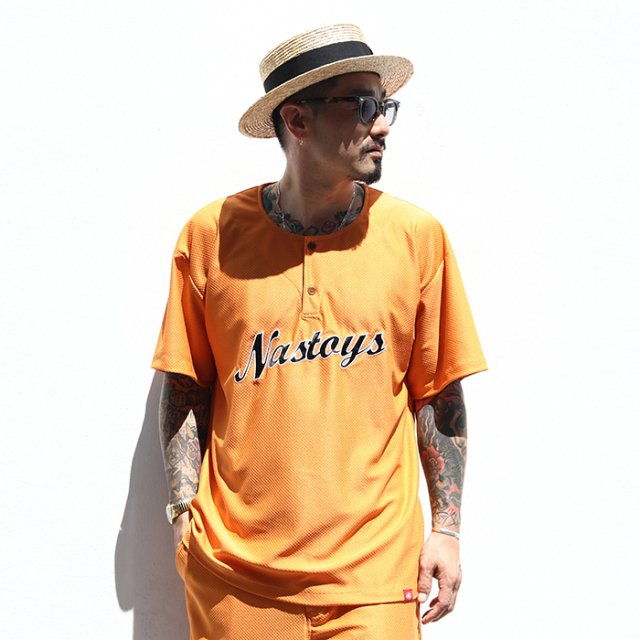 NASTOYS/ナストイズ「Mesh Baseball S/S Shirts / ORANGE」メッシュベースボールS/Sシャツ