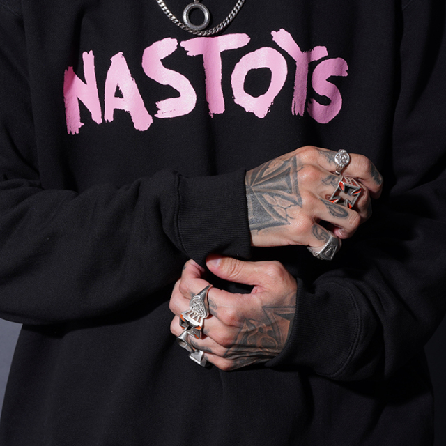 NTCB-250602 /「Brush Logo Crew Sweat / BLACK」クルーネックスウェット