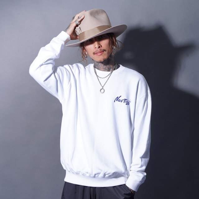 25AW NOWOSスキッパーネック ロゴスウェット Sweat shirt NTCB-250702 /「Circle Logo Crew Sweat / WHITE」クルーネックスウェット