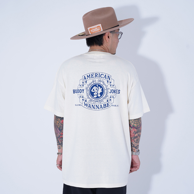 AMERICAN WANNABE ・BUDDY JOKES パーカー ホワイト LIMITED ITEM】BUDDY JOKES×AMERICAN WANNABE「 BW TRADEMARK S