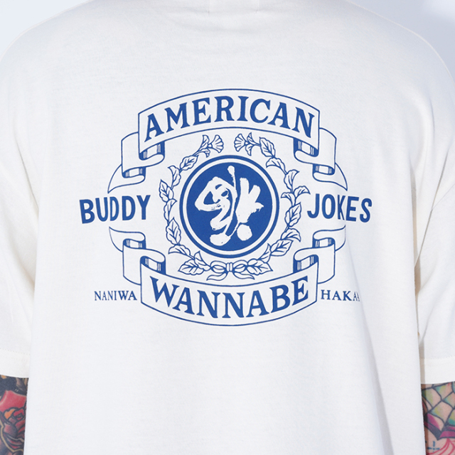 AMERICAN WANNABE ・BUDDY JOKES パーカー ホワイト LIMITED ITEM】BUDDY JOKES×AMERICAN WANNABE「 BW TRADEMARK S