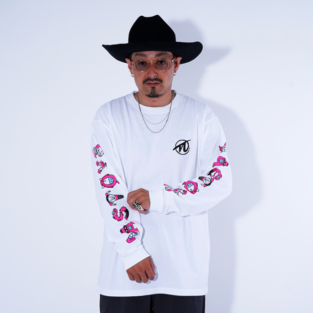 NTCB-250202 /「NASTY MONSTER L/S TEE / WHITE」プリントL/S T