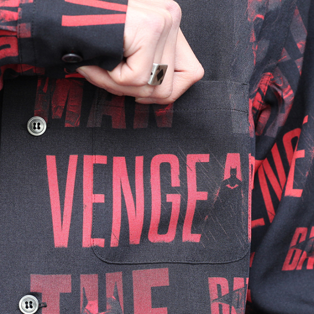 THE BATMAN×GANGSTERVILLE 「THE BATMAN L/S SHIRTS」 バットマンコラボレーヨン総柄L/Sシャツ
