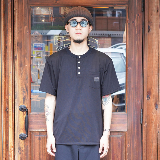 TROPHY CLOTHING/トロフィークロージング「"MONOCHROME" RD Henley Tee / BLACK」RDヘンリーTシャツ