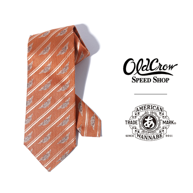【LIMITED ITEM】OLD CROW×AMERICAN WANNABE「CROW WING - TIE LIMITED COLOR / ORANGE」ネクタイ