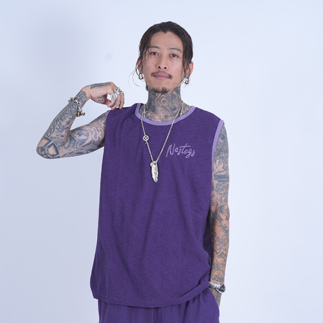 NASTOYS/ナストイズ「Pile Sleeveless / PURPLE」パイルスリーブレスカットソー