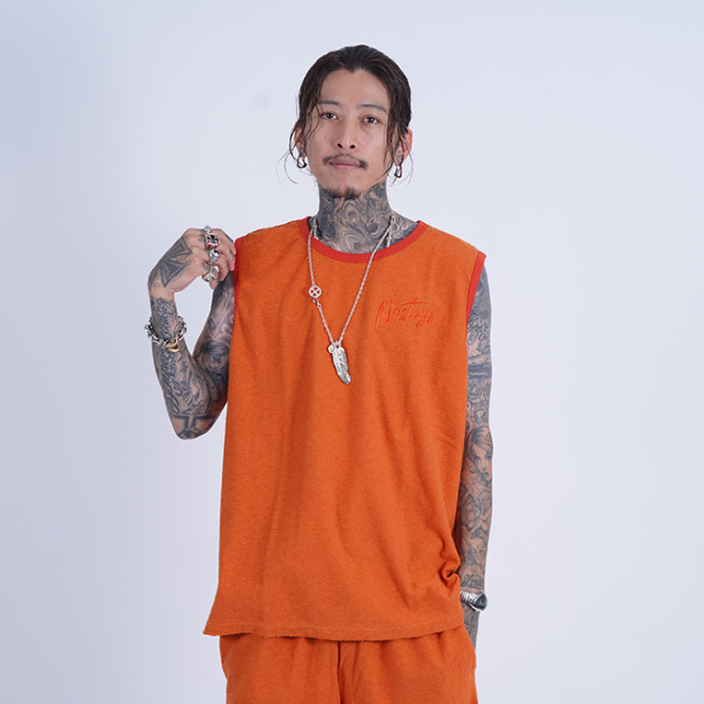 NASTOYS/ナストイズ「Pile Sleeveless / ORANGE」パイルスリーブレスカットソー