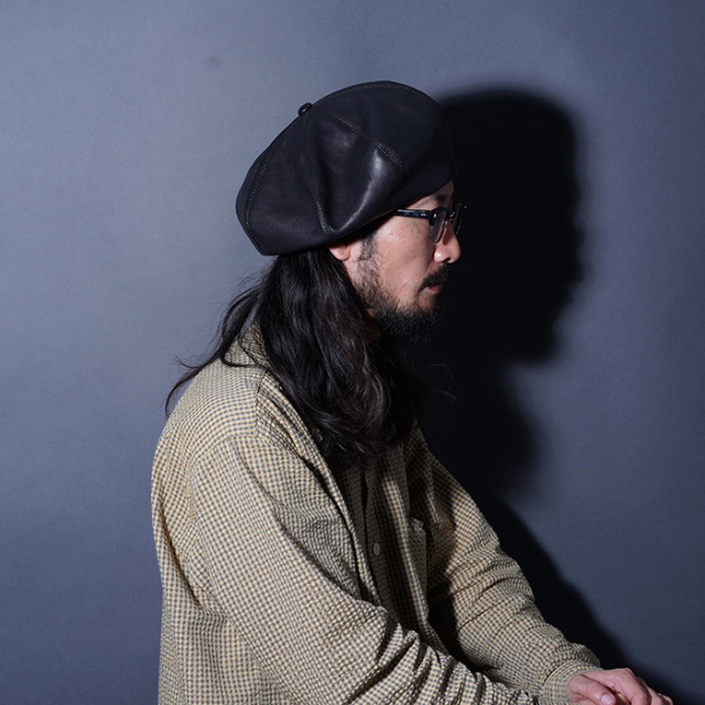 BRUNEL ブルーネル オール ヌバックレザー ベレー帽 size 58.5 Borsalinofurfeltannelohatrusco