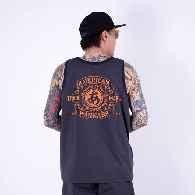 AMERICAN WANNABE/アメリカンワナビー「TRADE MARK TANKTOP / BLACK」タンクトップ