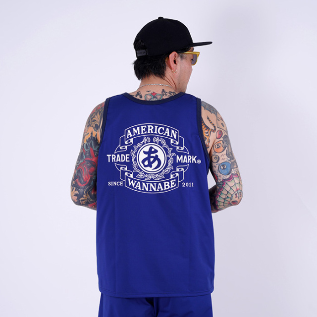 AMERICAN WANNABE/アメリカンワナビー「TRADE MARK TANKTOP / NAVY」タンクトップ