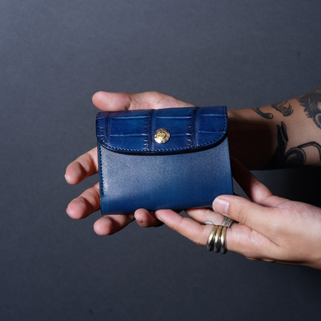MOTO / モト「W10 CROCODILE×BELGIUM TAN LEATHER COMPACT WALLET
