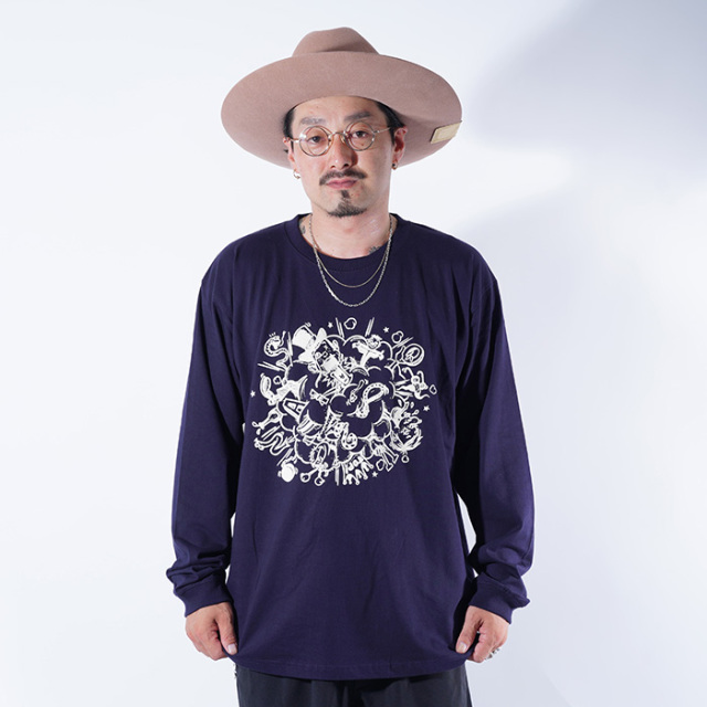 NASTOYS/ナストイズ「Play  L/S TEE / NAVY」プリントL/S Tシャツ