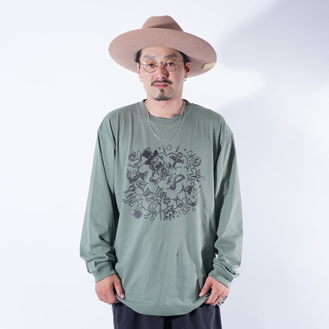 NASTOYS/ナストイズ「Play  L/S TEE / GREEN」プリントL/S Tシャツ