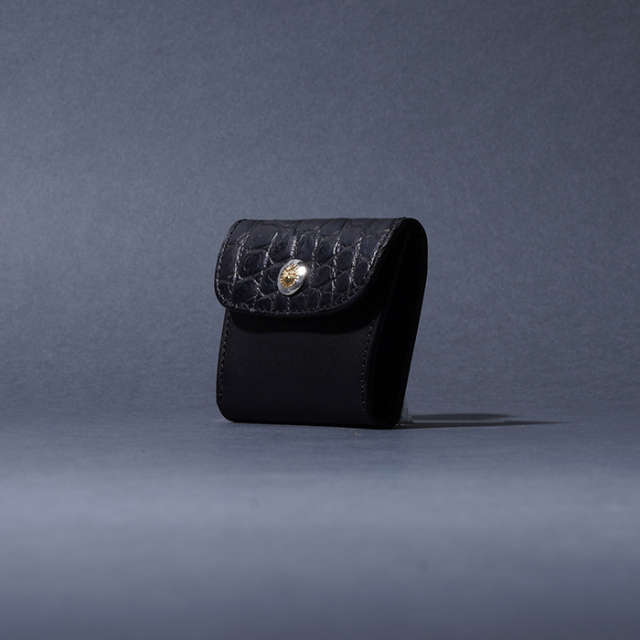 MOTO / モト「C2 CROCODILE×BELGIUM CASE LEATHER COIN CASE / BLACK」クロコダイル×ベルギーヌメレザー コインケース