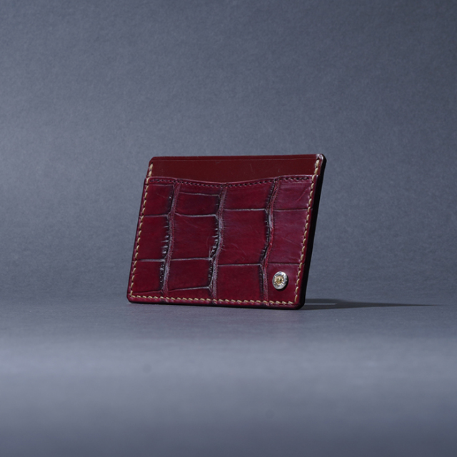 MOTO / モト「CA5 CROCODILE×BRIDLE LEATHER CARD CASE / BURGUNDY」ブライドルクロコ×ブライドルレザー カードケース