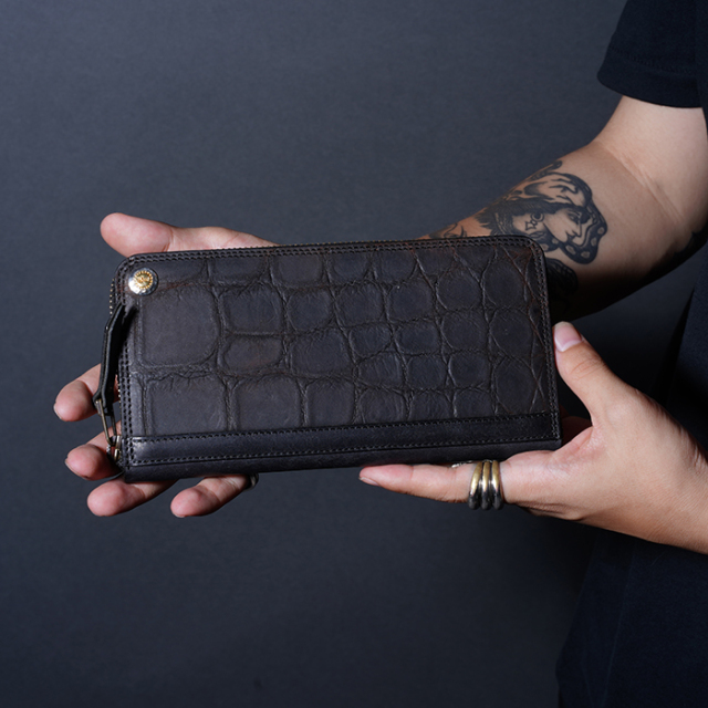 MOTO モト インディゴパイソン　ロングウォレット　FW1 MOTO / モト「FW1 MONSTER CROCODILE×MATTE VACHETTA LEATHER