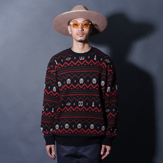 WEIRDO/ウィアード「LOOK INVADING - L/S SWEATER / BLACK」コットンヂャガードL/Sニット