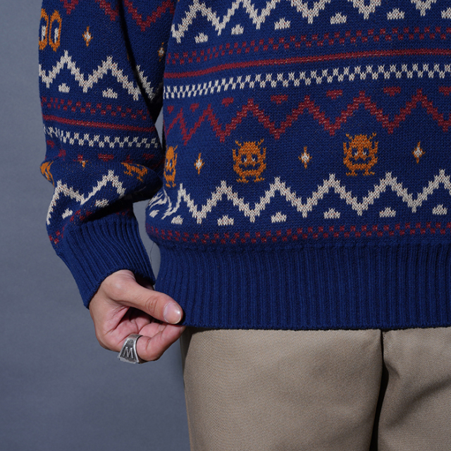 WRD5310 /「LOOK INVADING - L/S SWEATER / NAVY」コットンヂャガードL