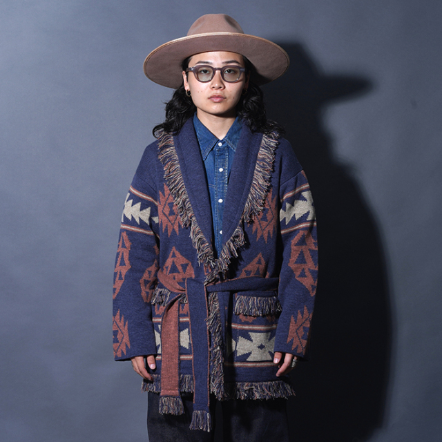 BY GLAD HAND/バイグラッドハンド「SPIRITS HEART - CARDIGAN / INDIGO」ニットガウンカーディガン