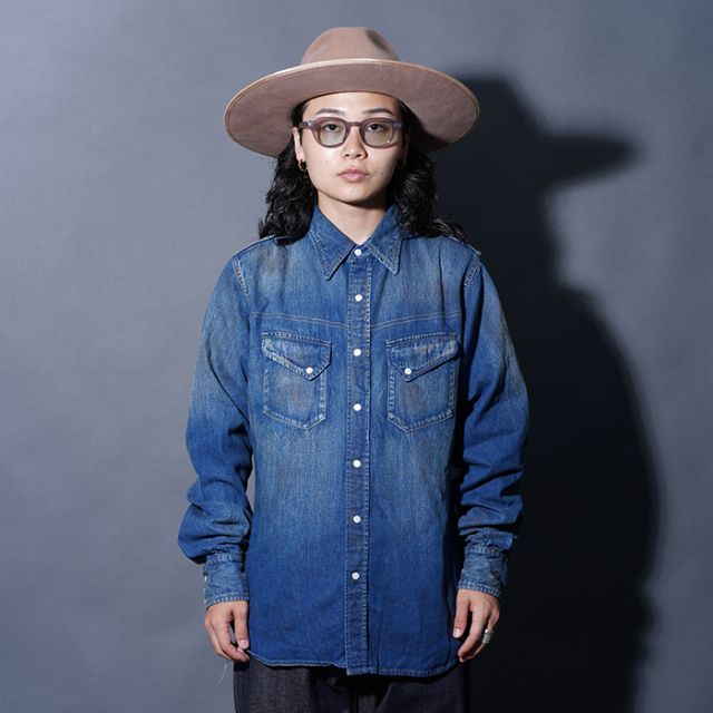 BY GLAD HAND/バイグラッドハンド「GOODHORN - WESTERN SHIRT / INDIGO」ヴィンテージフィニッシュウエスタンL/Sシャツ