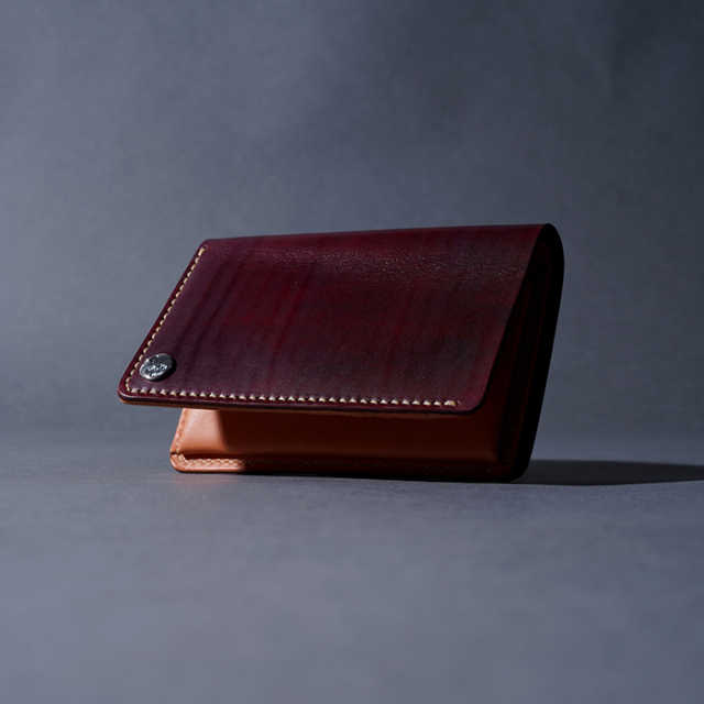 MOTO / モト「W2D HAND-DYED MIDDLE WALLET / BURGUNDY」手染めミドルウォレット