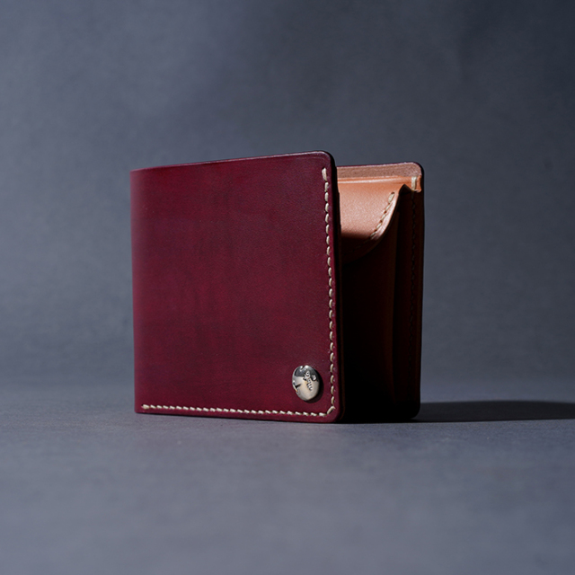 MOTO / モト「W1D HAND-DYED SHORT WALLET  / BURGUNDY」手染めショートウォレット