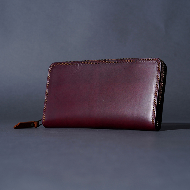 MOTO / モト「FW1D HAND-DYED ZIP LONG WALLET / BURGUNDY」手染めジップロングウォレット