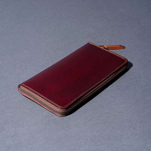 MOTO / モト「FW1D HAND-DYED ZIP LONG WALLET / BURGUNDY」手染め